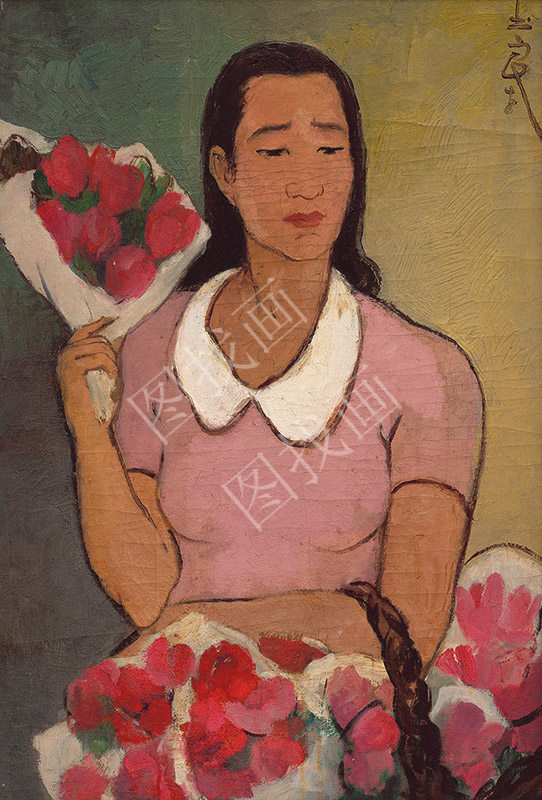 近现代 潘玉良 卖花女郎 50x70cm